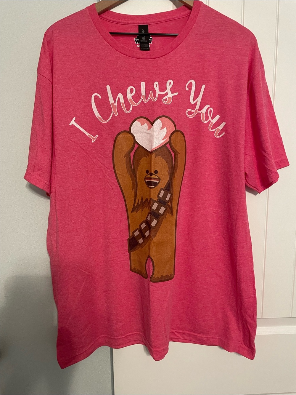 Star Wars brand Pink “I Chews You” Chewbacca Heart Graphic Tee